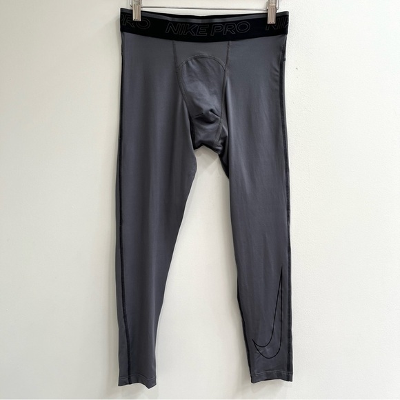 Nike Men's Pro Dri-Fit 3/4 Length Training Tights Gray Size Medium - Picture 2 of 12